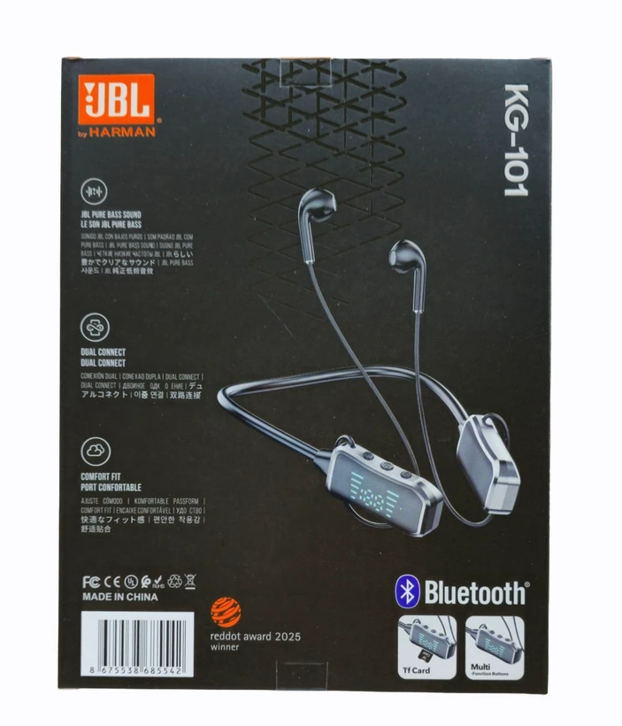 هندزفری دورگردنی رم خور مانیتور دار بلوتوثی JBL مدل KG-101