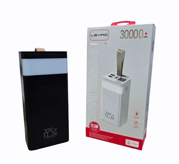 پاور بانک LEVINO مدل N-50 ظرفیت 30000 میلی‌آمپر ساعت دارای PD22.5W